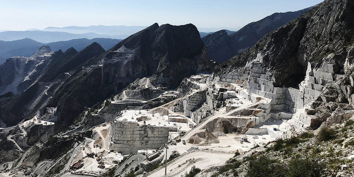 Mountainside ruins of civilization in Italy